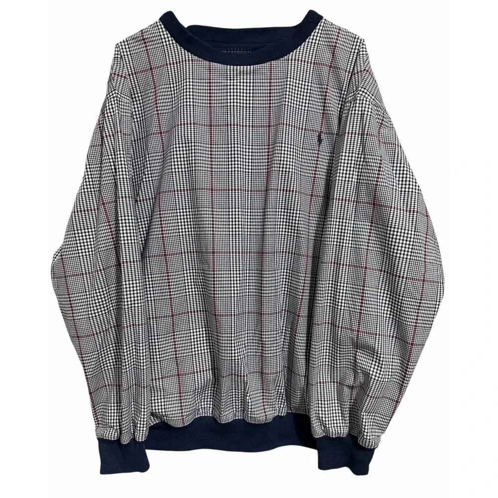 Polo Ralph Lauren Polo Golf Blue Plaid Pullover Windbreaker Men's Size Large